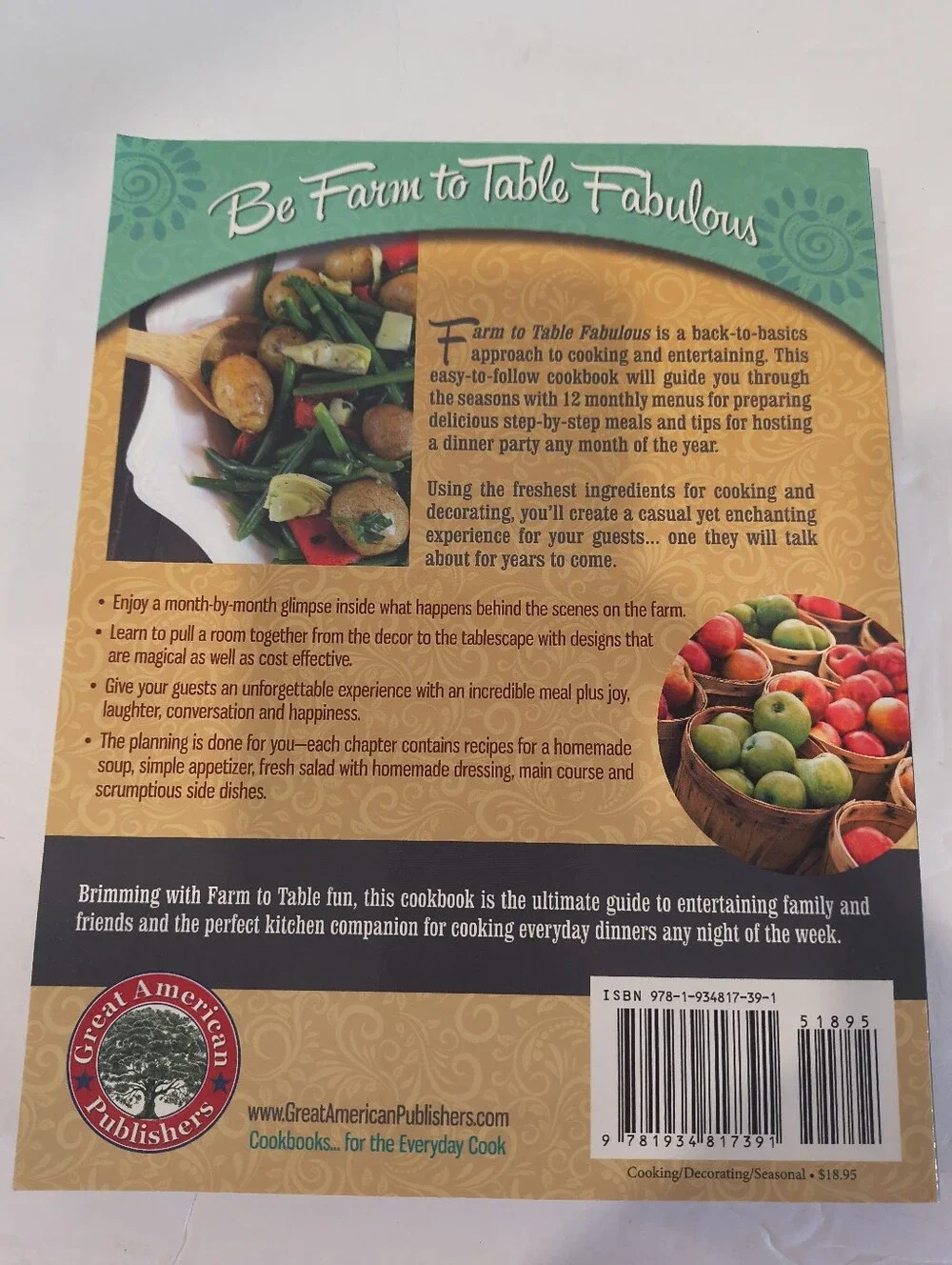 Farm to Table Fabulous Recipe Cookbook by Kimberly Storm Ritter 2018 Entertain